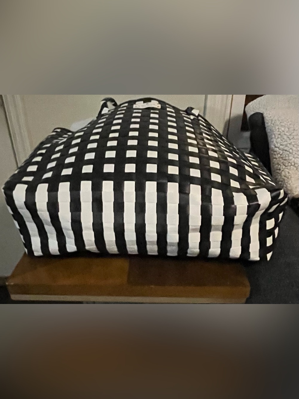 kate spade Black and White Woven Check Tote - Picture 6 of 7
